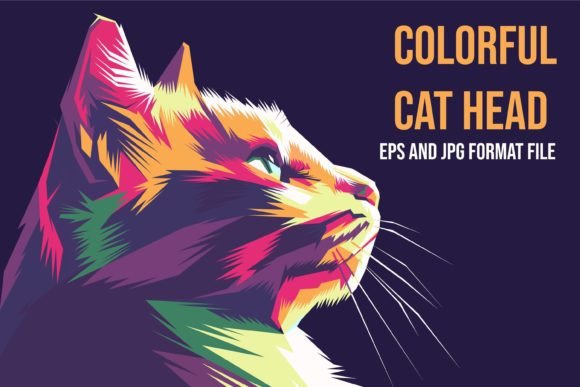 Download Colorful Cat Head Illustration - Premium Bundle