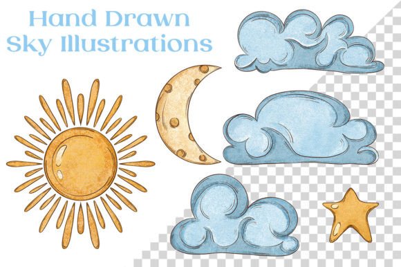 Download Cute Sky 6 Hand Drawn Illustrations - Illustration Collection