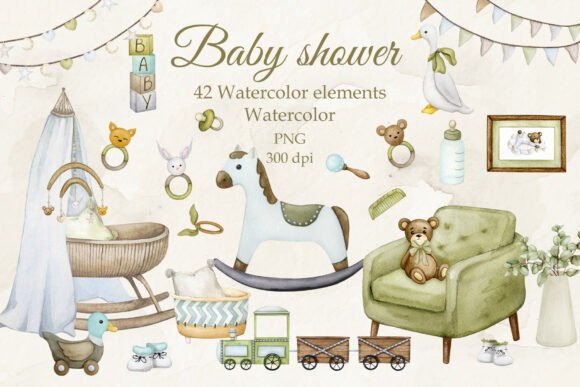 Download Baby Shower Clipart. Boho, Retro Style. - Retro Collection