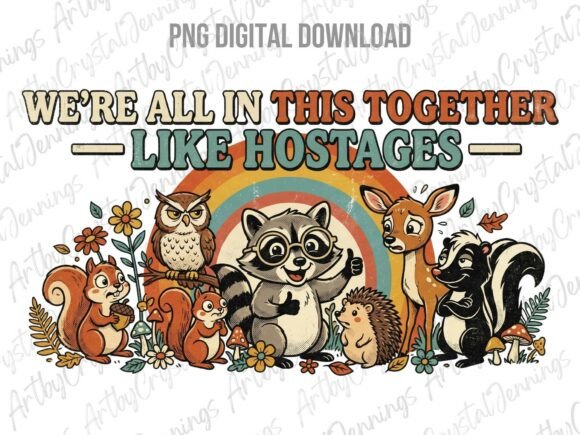 Download Retro Funny Hostages Forest Animals PNG - Retro Collection
