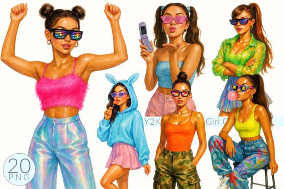 Download Y2K Girl Clipart Bundle, Retro Style - Retro Collection